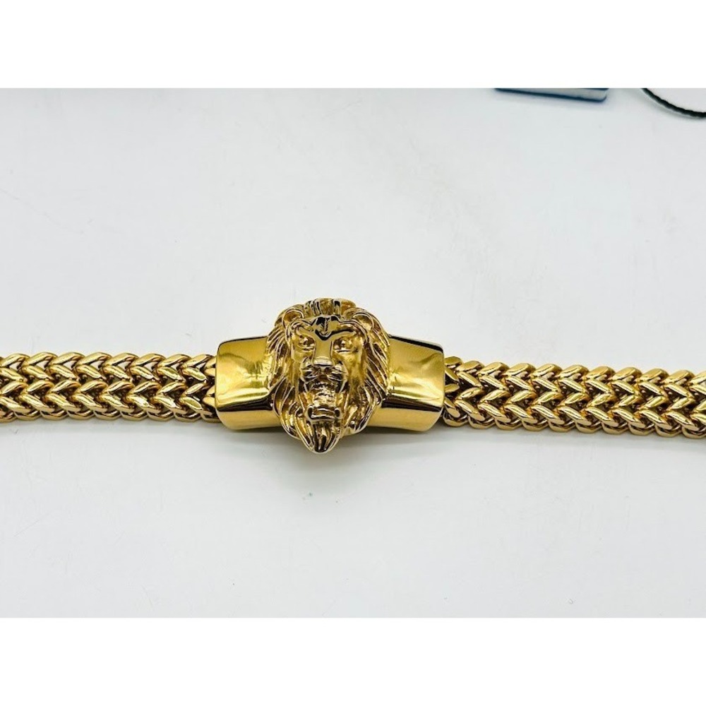 Luxury Gold Lion Head Chain Bracelet Heavy Statement Unisex 8.5" Designer Style - Picture 3 of 14